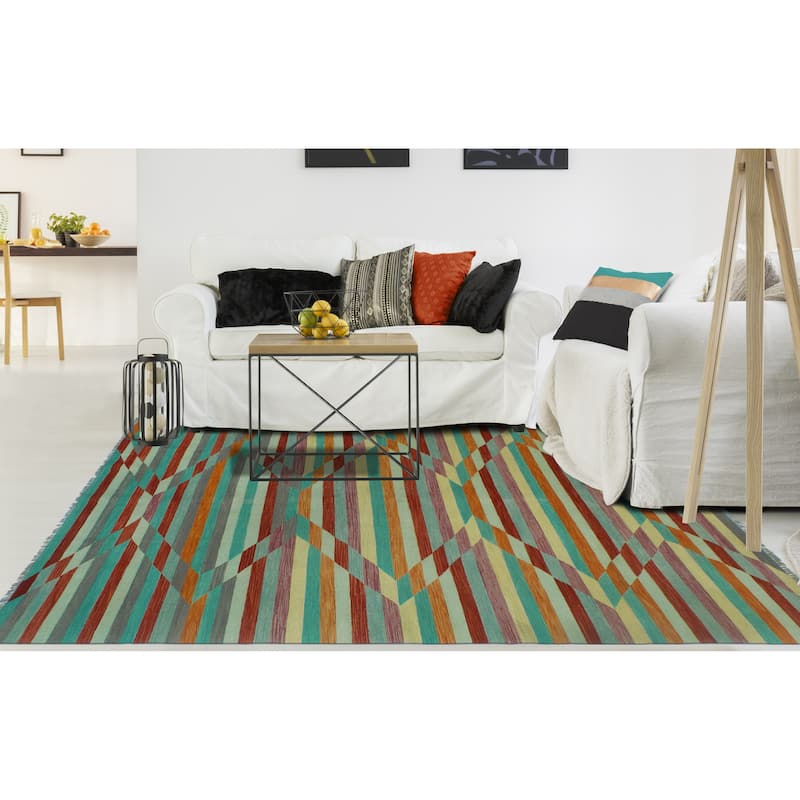 Winchester Flatweave Reza Burgundy/Purple Rug - 6'6" x 9'10"