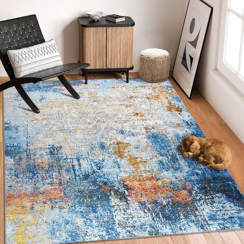 Garvee Area Rug Modern Abstract Area Rug Stain Resistant Non-Slip Rug