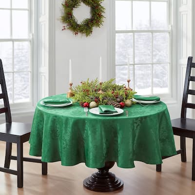 Porch & Den Prahl Jacquard Poinsettia Tablecloth