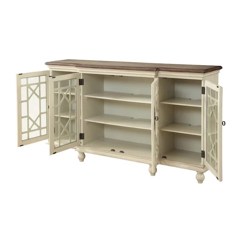 Coast to Coast Accents Mastro Cream and Brown 4 Door Media Credenza