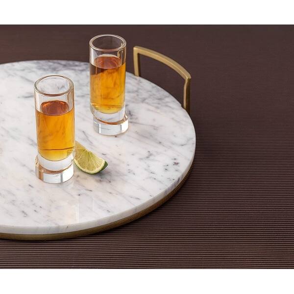 JoyJolt Round Aqua Vitae 1.69 oz Crystal Shot Glasses Set of 4 Off Base Glasses