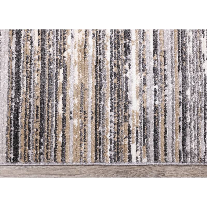 Cali Collection - Grey/Beige/White Banded Rug