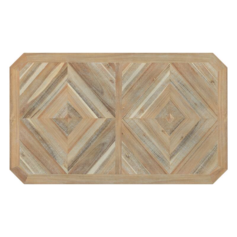Farmhouse Kitchen Dining Table Sets Country Retro Dining Table and Chair Sets with Geometric Pattern Table Top for Kitchen