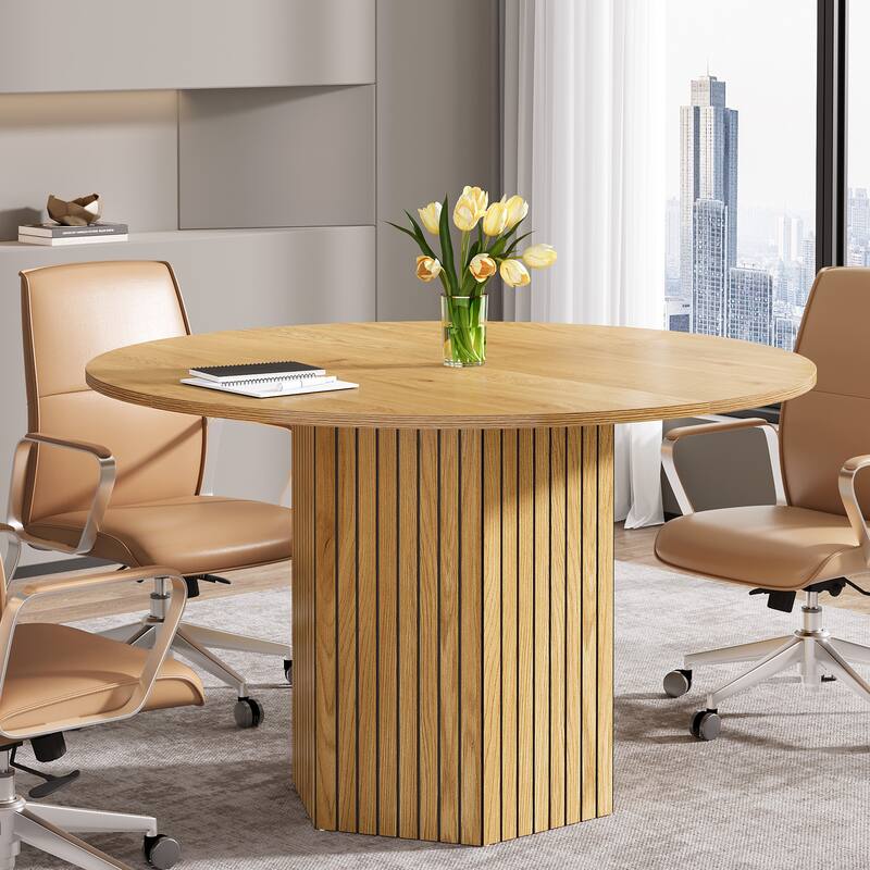 47-Inch Round Conference Table, Wood Meeting Table