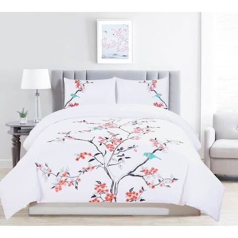 Superior Cherry Garden Embroidered 100-Percent Cotton 3-Piece Duvet Cover Set
