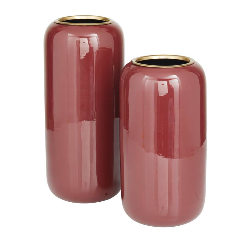 Sleek Metal Vase (Set of 2) - Gray, Red, Yellow, Cream, Blue, Green