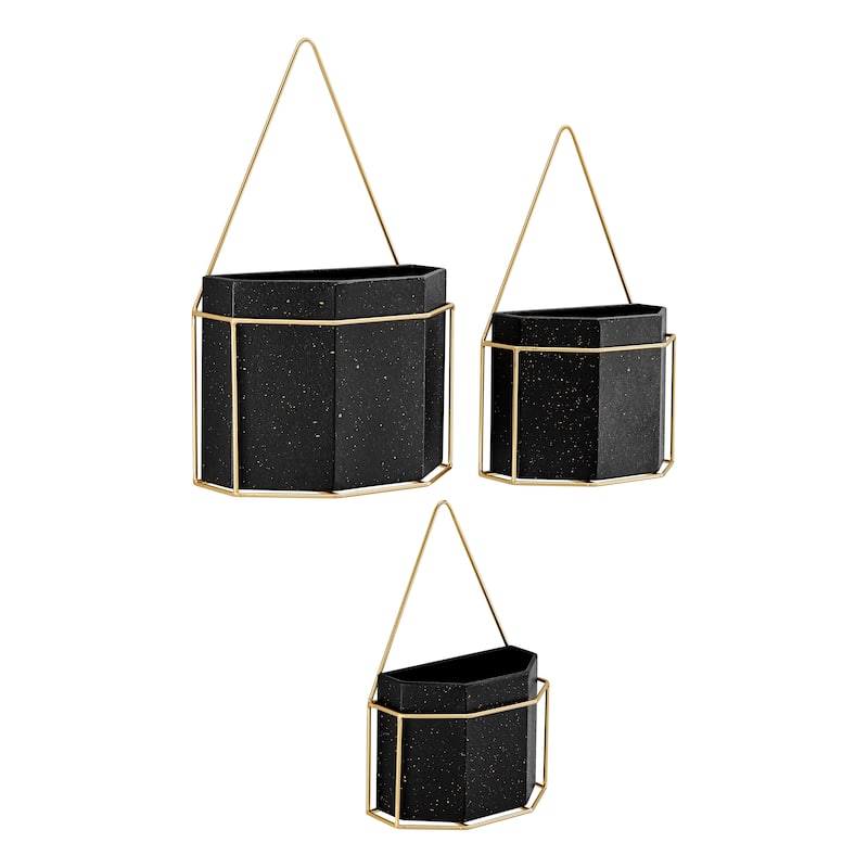 Danya B. Geometric White and Gold Wall Planters Set of 3
