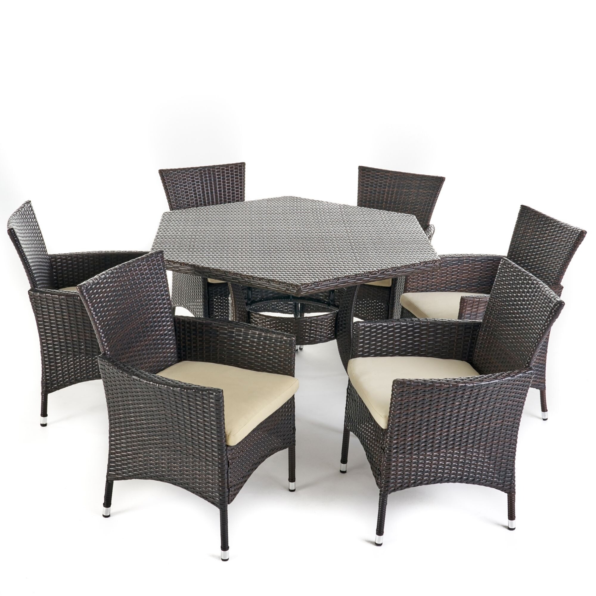 7 piece hexagon clearance patio dining set