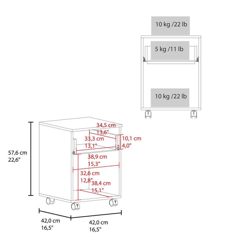 Modern Black Nightstand with Open Shelves and Door