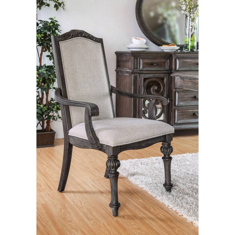 The Gray Barn Cornerways Formal High Back Carved Wood Arm Chairs (Set of 2)