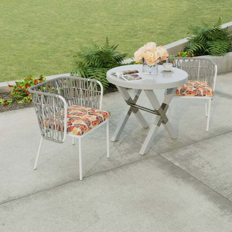 19" x 17" Outdoor Seat Cushion with Ties - Set of 2 - 19" W x 17" L x 2" H - Hixon Sunset