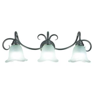 Bella 3-Light 28.25 in. W Brushed Nickel Bathroom Vanity Lighting Fixture, White Alabaster Scalloped Glass Shade, Dimmable Wall