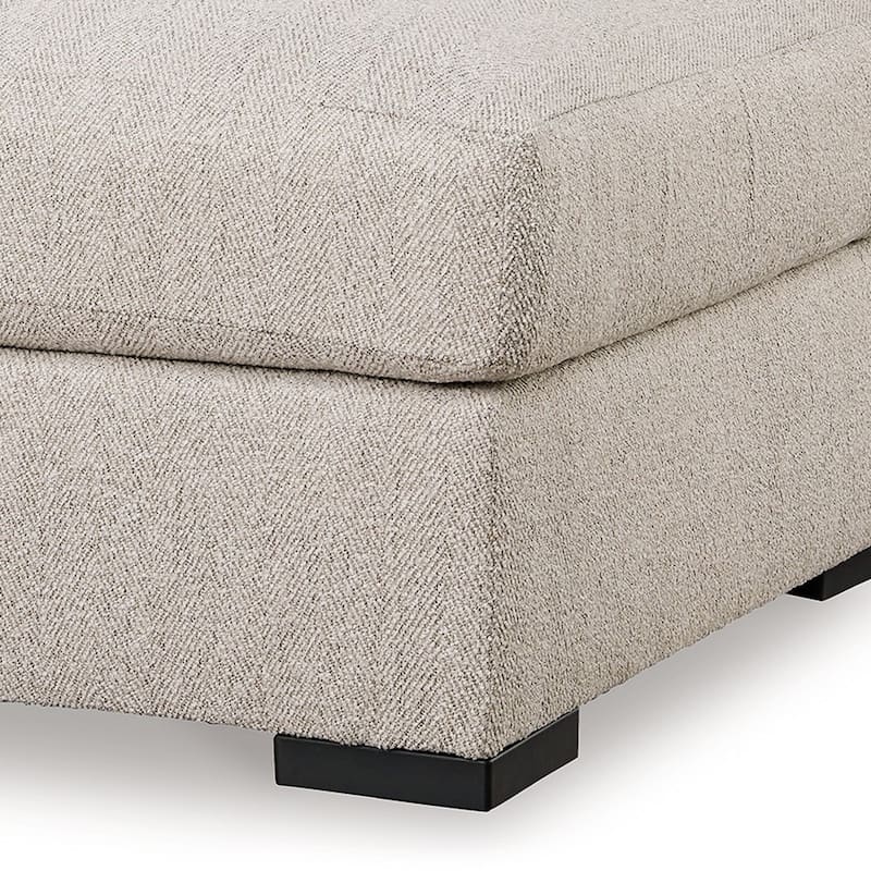Balli Accent Ottoman Footrest, 42 Inch Square, Warm Beige Polyester