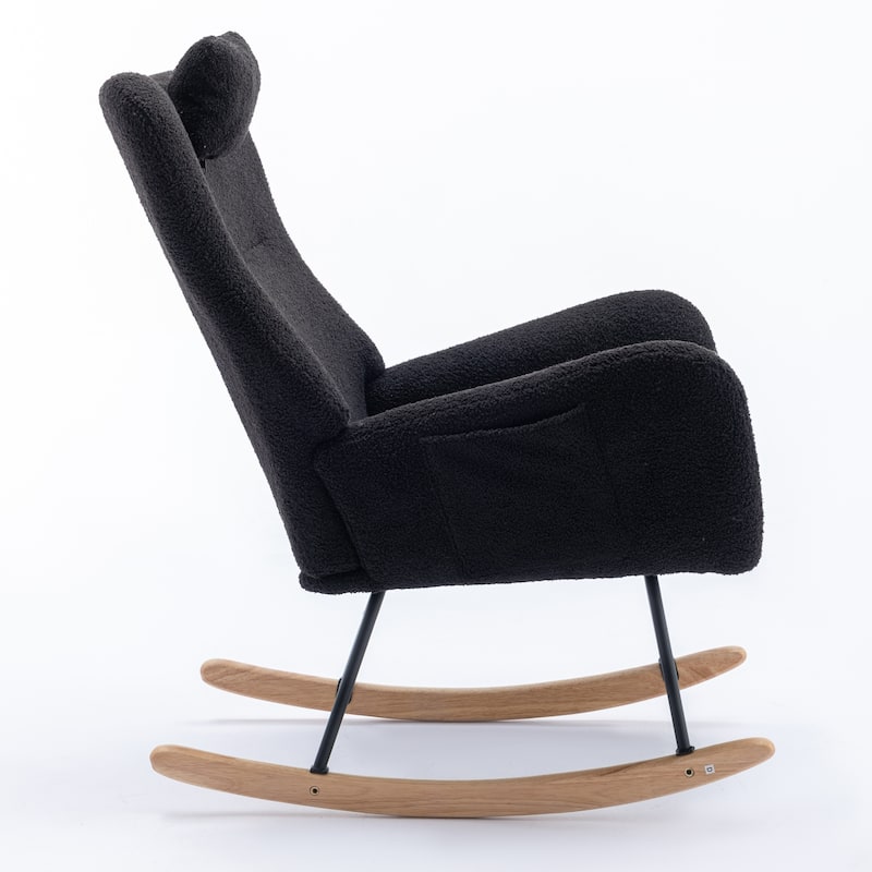 Soft Teddy Fabric Rocking Chair with Pockets