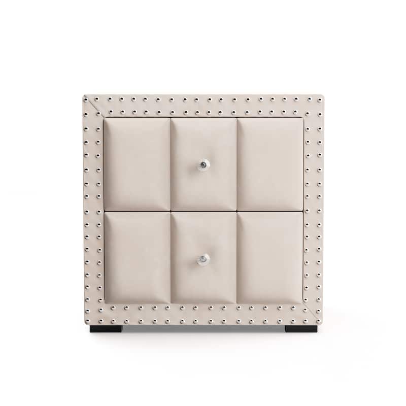 247 Shop At Home Fynor Modern Velvet 2-Drawer Nightstand