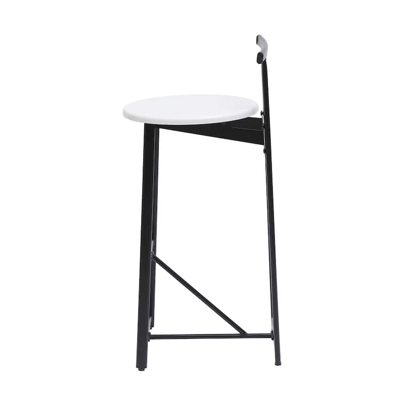 27''H Bar Stools, Set of 3 Wooden Round Bar Chairs with Footrest and Back Kitchen Breakfast Bar Chairs for Dining Room, Kitchen