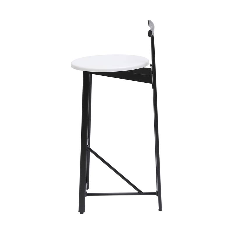 27''H Barstool Set of 3 Wooden Round Bar Stools with Footrest, Easy Assembly, for Dining Room, Kitchen