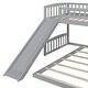preview thumbnail 6 of 10, Grey Kids Bed Bunk Bed with Slide and Ladder, Twin Over Twin size for Bedroom
