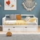 preview thumbnail 1 of 25, Modern Simple Full Size Wood Daybed w/ Twin Size Trundle Bunk Bed Frame for Kids, Teens No Box Spring Needed, Easy Assembly White