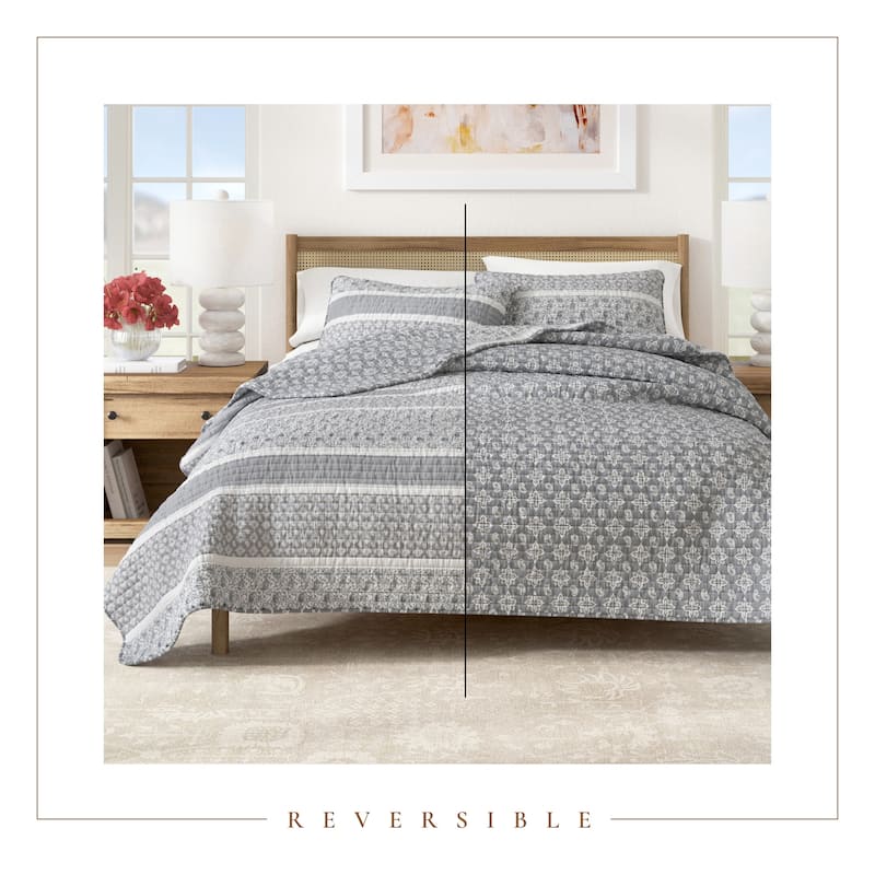 Linery & Co. Stripe & Paisley Microfiber Quilt Set With Shams