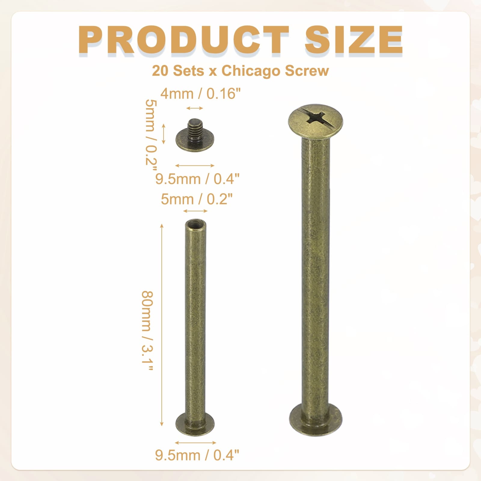 Chicago Screw Rivets Metal Phillips Head Post Nail Rivet Stud Screws Connectors for DIY Leather Belt