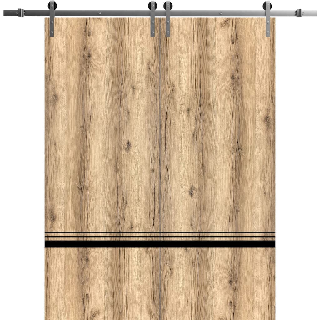 Sturdy Double Barn Door 36 x 80 with Planum 0012 Oak with 13FT