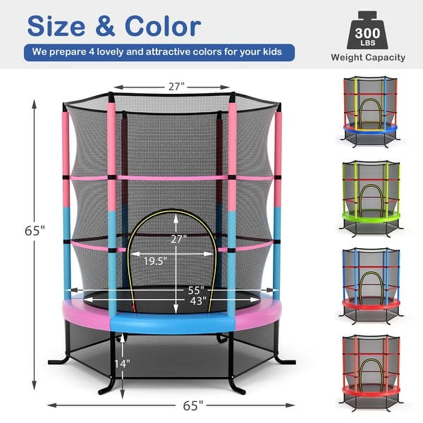 Gymax 55'' Trampoline for Kids Toddler Recreational Trampoline w/