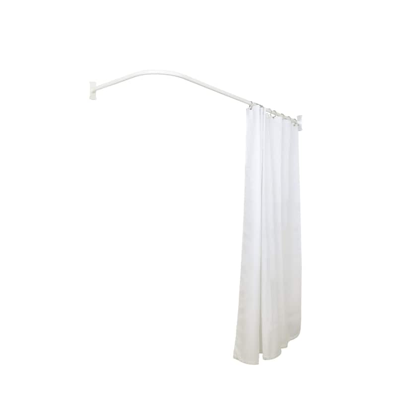 Utopia Alley 68x28in Rustproof Aluminum L-Shaped Corner Shower Curtain Rod, White