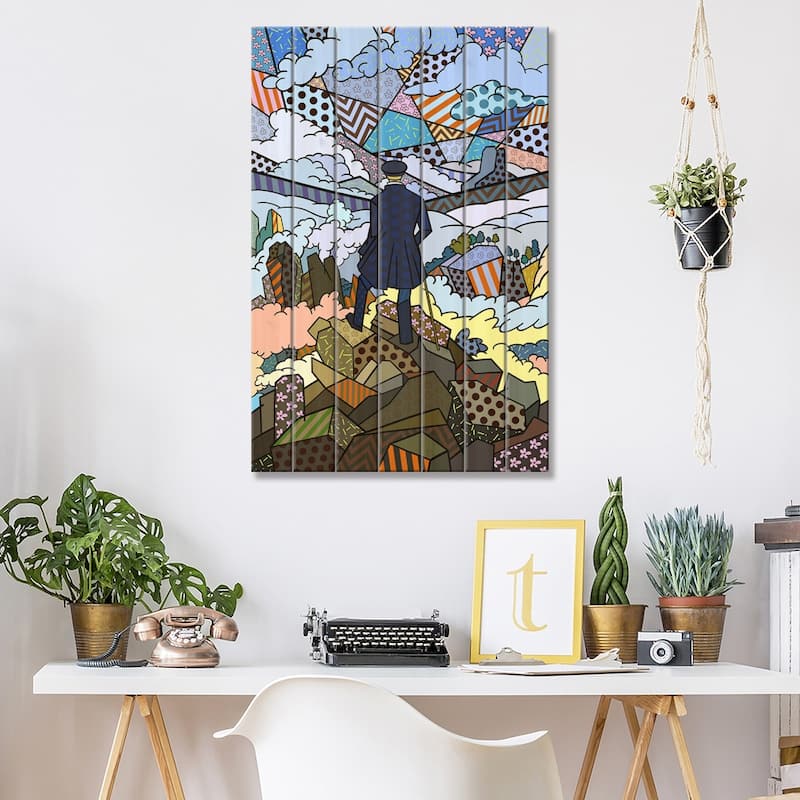 Wanderer Above the Sea and Fog 3 (After Caspar David Friedrich) Print On Wood by 5by5collective - Multi-Color