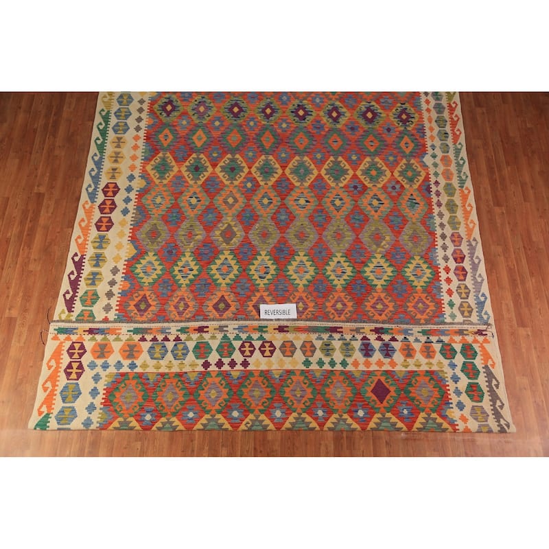 Kilim Oriental Large Rug Hand-Woven Wool Carpet - 10'0"x 16'8"