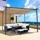 preview thumbnail 1 of 7, Outsunny Steel/UV-resistant Canopy 11.5-foot Retractable Patio Pergola