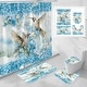 preview thumbnail 1 of 22, 4 Pcs HummingBird Flower Shower Curtain Sets with Rugs for Bathroom Decor, Vintage Floral (Hooks Not Included) blue