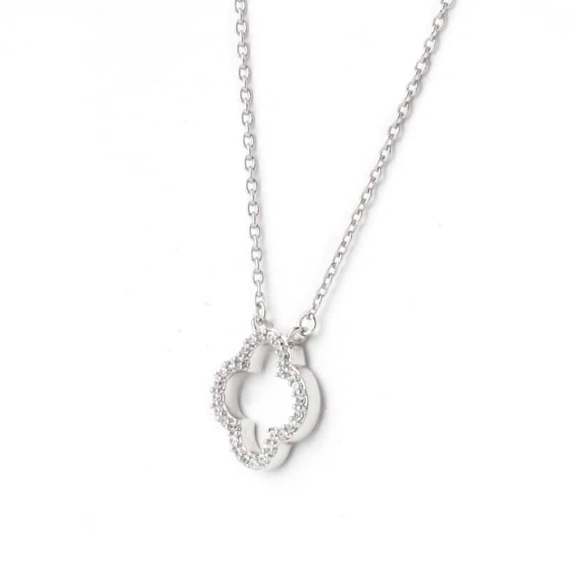 1/10ct Diamond Geometric Pendant Necklace in Silver for Women