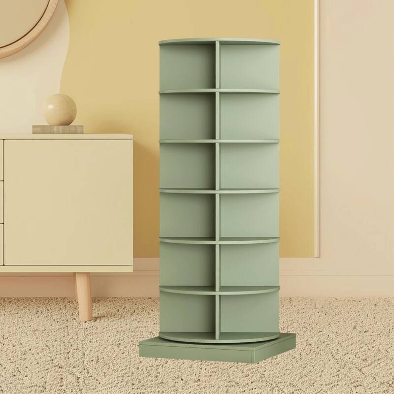 Large Capacity 360 Degree Rotating Shoe Rack Cabinet with 6 Layers for Entryway, Mudroom, Bedroom Space-Saving Shoe Storage - Green