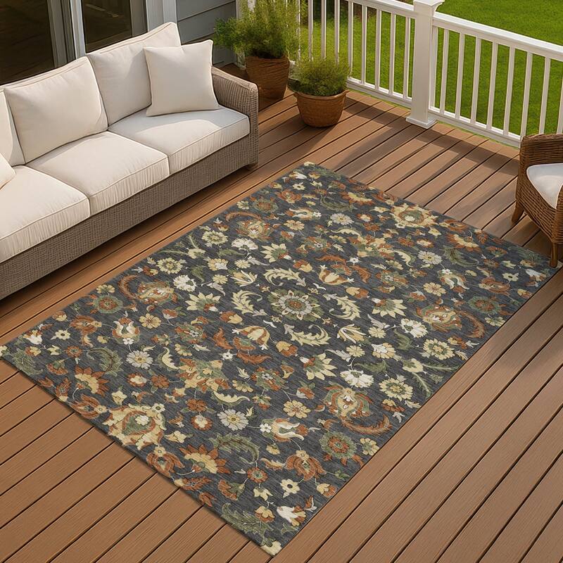 Machine Washable Indoor/ Outdoor Traditional Lanelle Chantille Rug