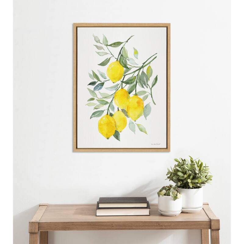 Kate and Laurel Sylvie Lemon Citrus Framed Canvas by Patricia Shaw