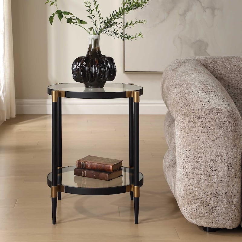 Uttermost Chadid Round Glass Side Table - 21.75" W x 23.75" H x 21.75" D