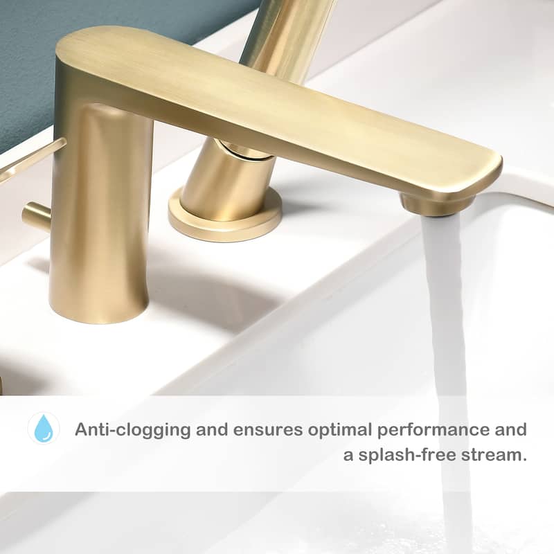 Deck Mounted 3-Hole Bathtub Faucet Widespread Mixer Faucet with Hand Shower