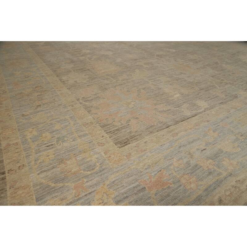 Vegetable Dye Oushak Turkish Large Rug Handmade Wool Carpet - 10'2"x 13'9" - 10'2"x 13'9" - Grey
