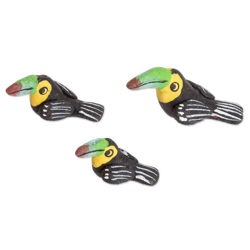 Novica Handmade Toucan Family Ceramic Figurines (Set Of 3)