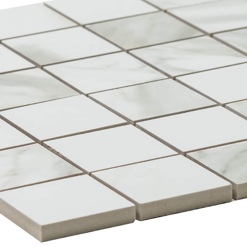 Porto 2x2 Matte Marble Look Porcelain Grid Mosaic Tile - Floor, Wall, Backsplash
