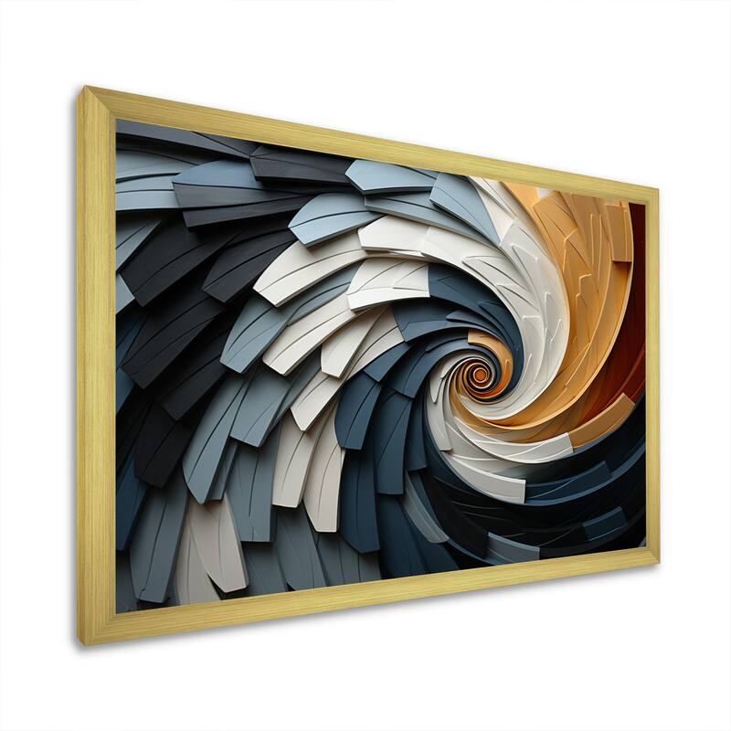 Designart "Geometric Spiral III" Abstract Spirals Framed Wall Decor