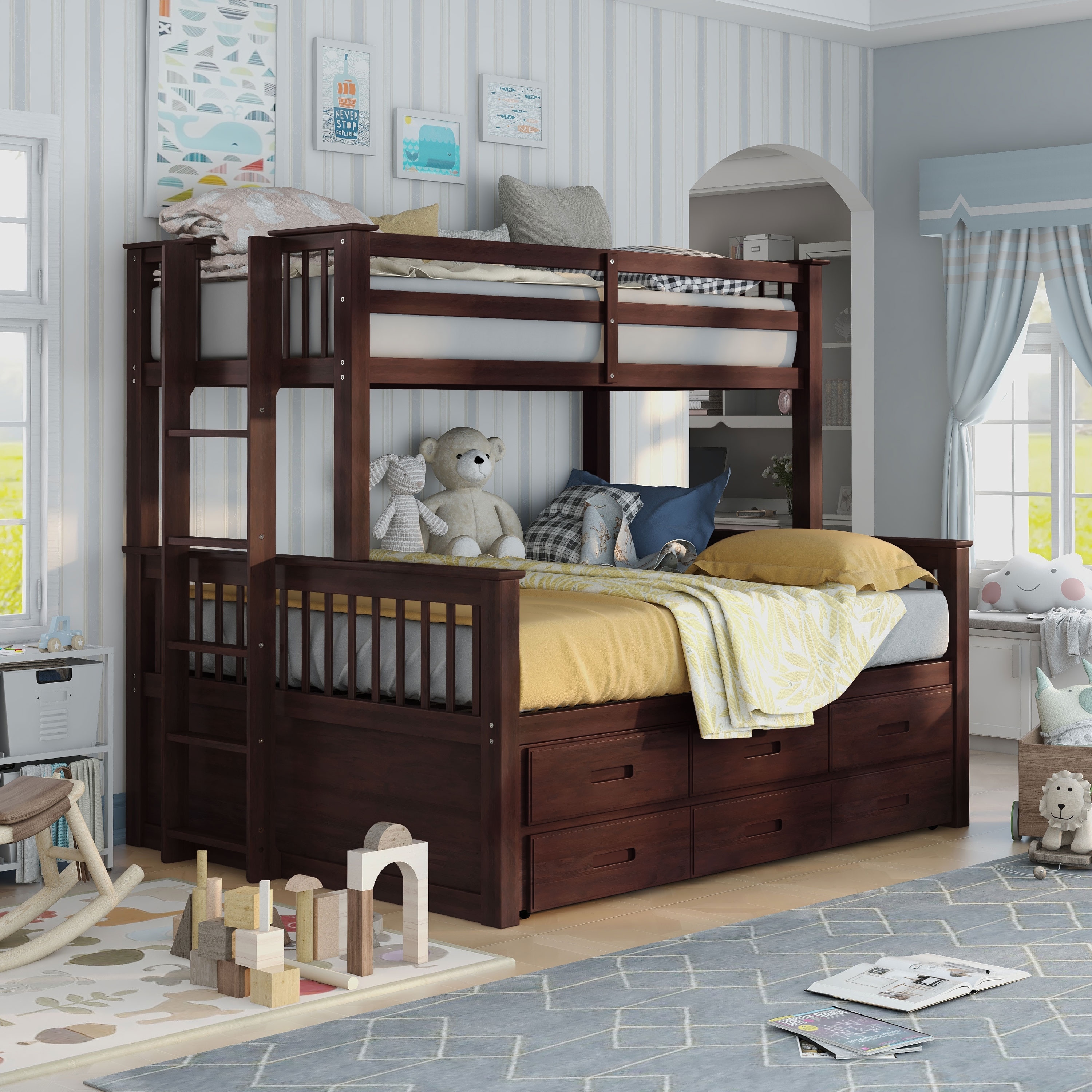 Furniture of america columbia twin deals xl over queen bunk bed