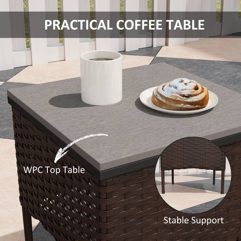 3-Piece Garden Furniture Set with Tufted Cushions Rocking Chairs and Table for Patio - Chair-29.3" W x 33.1" D x 39" H