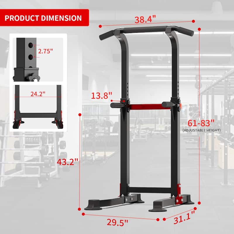 Ainfox Power Tower Pull Up Bar Station Workout Dip Station Height Adjustable Strength Training Equipment