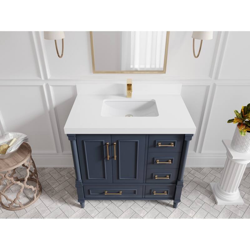 Willow Collections 36 in. W x 22 in. D Aberdeen Center Sink Left Bathroom Vanity with Countertop