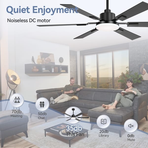 With Light EasyNice 52 Inch Nickel Ceiling Fan With Light And Remote Control,Dimmable 3 Color Temperatures LED Ceiling Fan,6 Speeds Reversible DC Motor,5 Blades Modern Ceiling Fans For Indoor Or Covered Outdoor