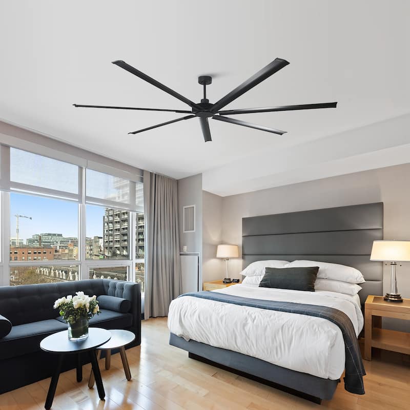 84" Industrial Aluminum Warehouse Black Extra Large Ceiling Fan with Remote
