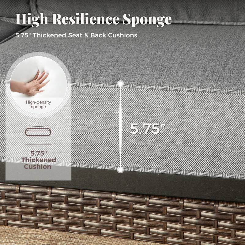 MAISON ARTS 4-Seat Patio Conversation Sets with 2 Rocking Sofa Chairs, 1 Loveseat Sofa and 1 Coffee Table