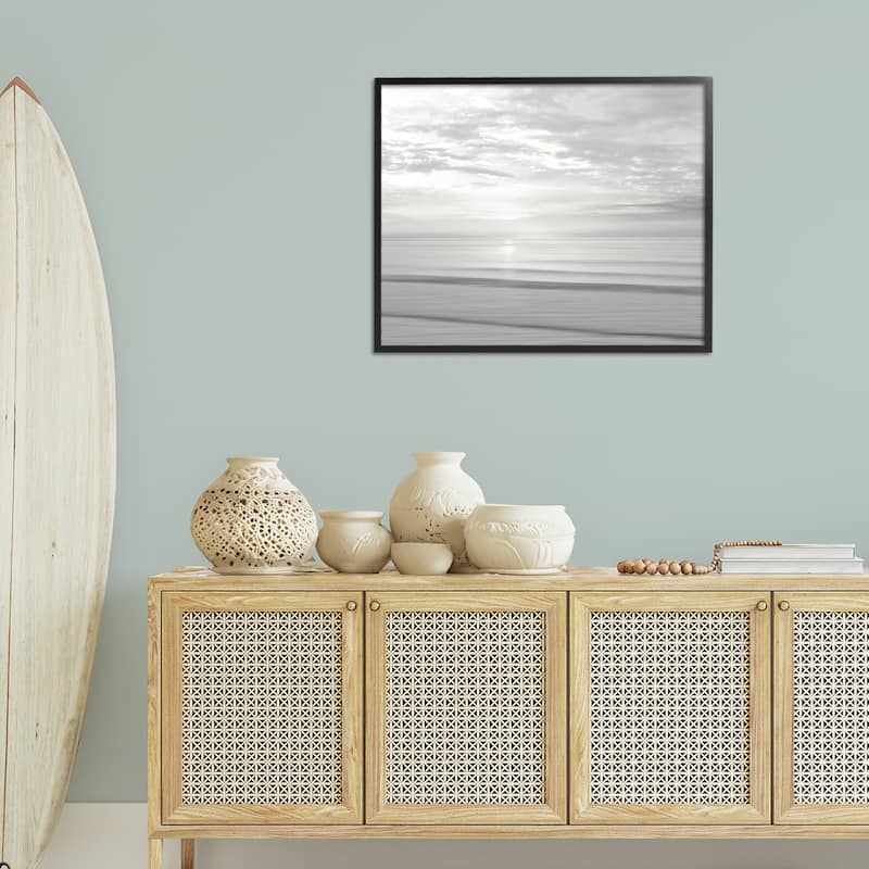 Stupell Soft Serene Beach Reflection Framed Giclee Art Design By Maggie Olsen